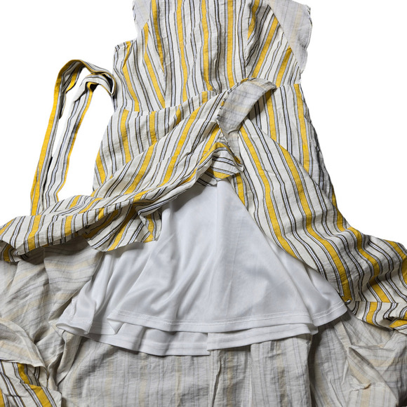 Lulus High Tide Yellow Striped One Shoulder Midi Dress - Picture 3 of 7